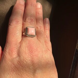 Pink conch sterling silver ring Stamped sterling